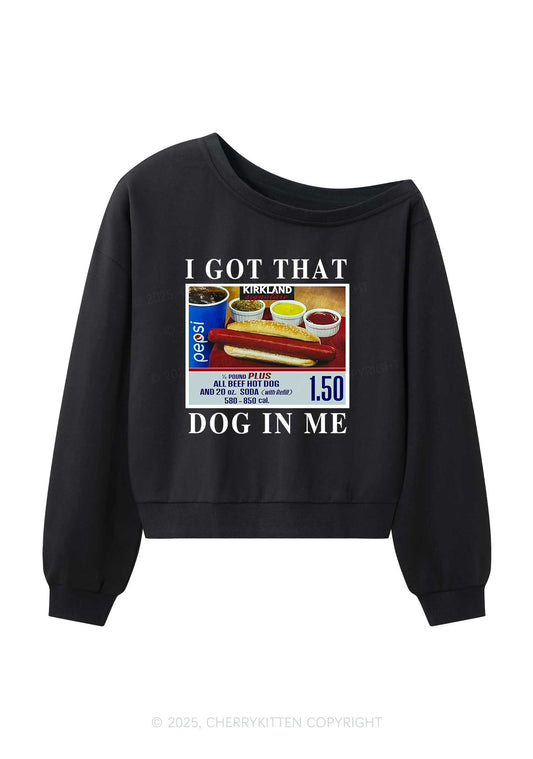 I Got That Hot Dog In Me Y2K Off Shoulder Sweatshirts Cherrykitten