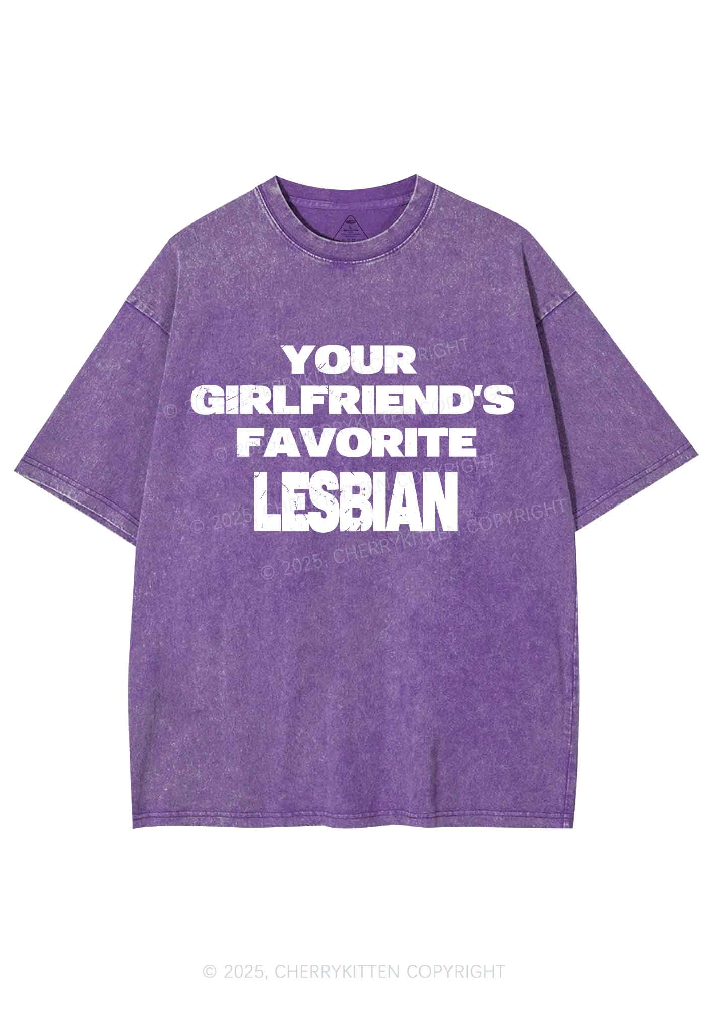 Your GF Favorite Lesbian Pride Y2K Shirts Washed Tee Cherrykitten