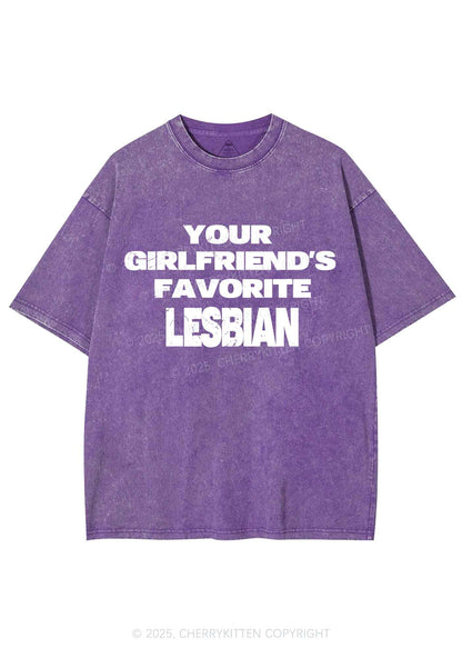 Your GF Favorite Lesbian Pride Y2K Shirts Washed Tee Cherrykitten