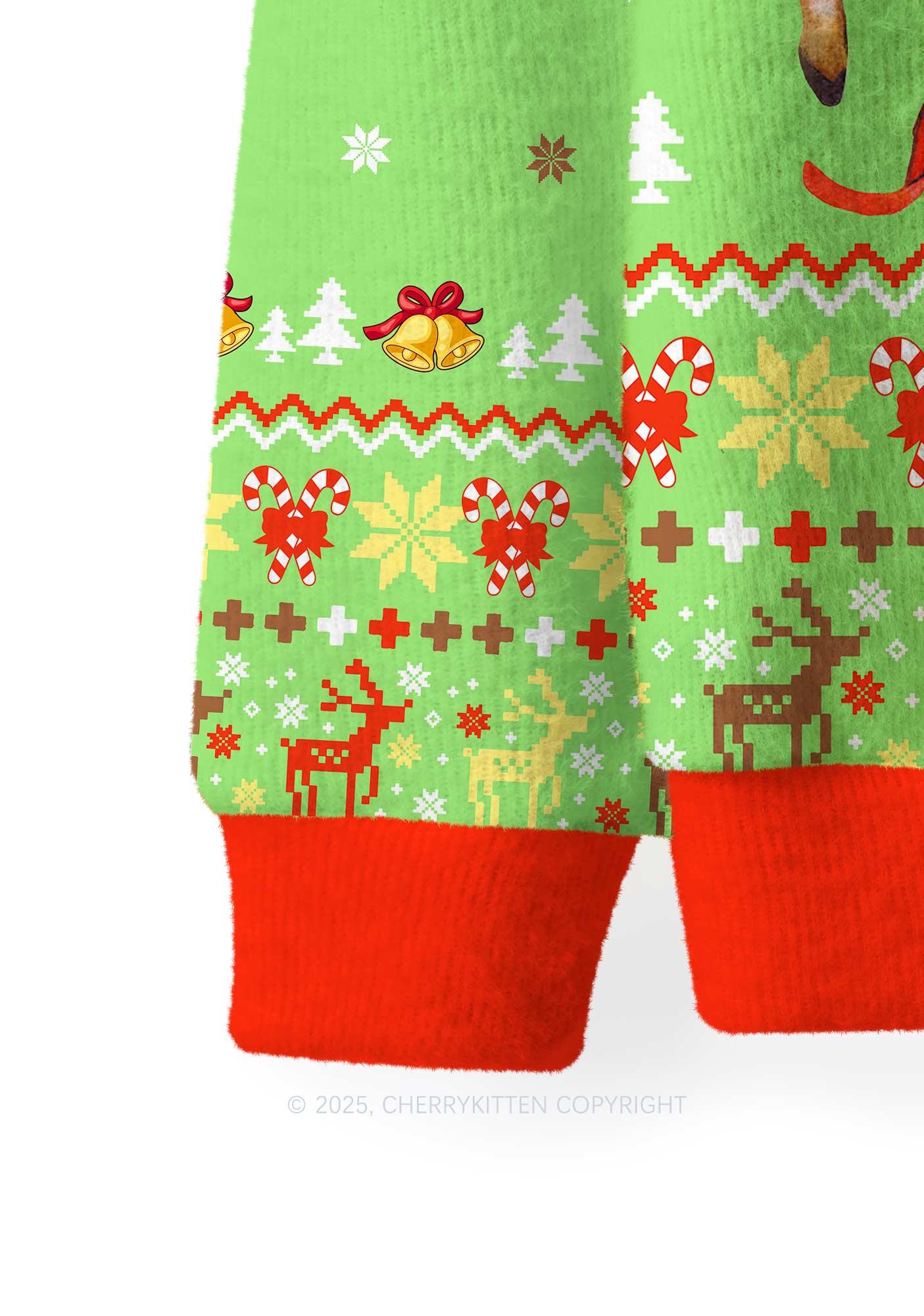 Girl Reindeer Y2K Christmas Knit Sweatshirt Cherrykitten