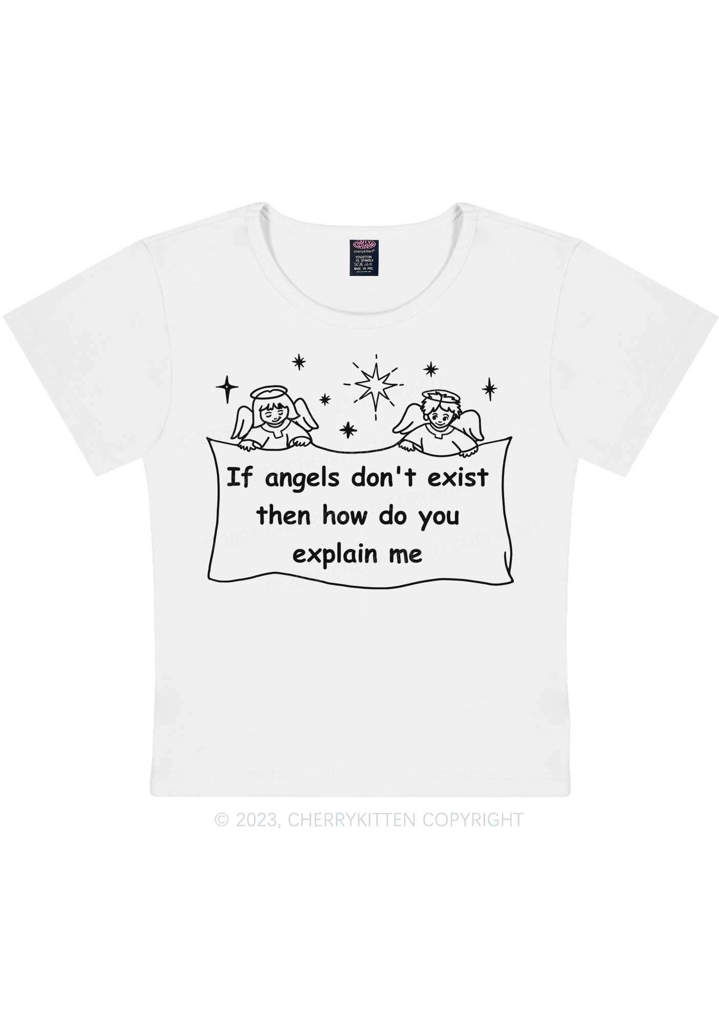 Angels Don't Exist Y2K Baby Tee Cherrykitten