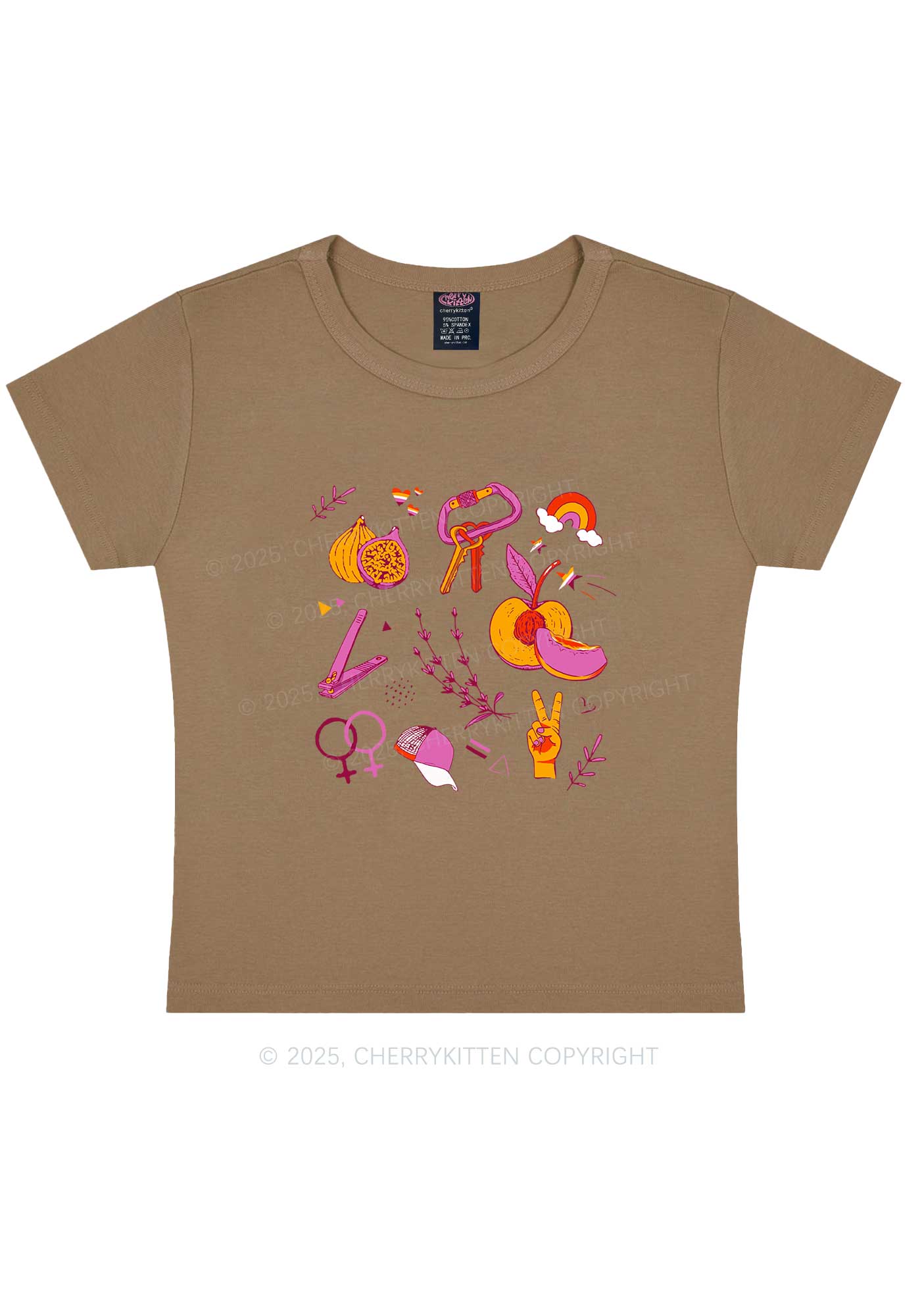 Lesbian Symbols Y2K Baby Tee Cherrykitten