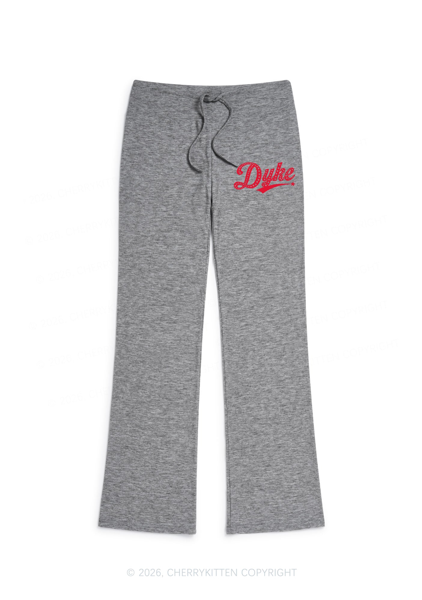 Dyke Stars Pride Y2K Low Rise Drawstring Flare Pants Cherrykitten