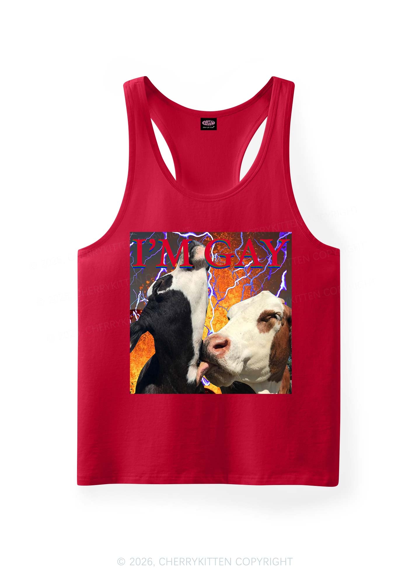 Gay Cow Play Pride Y2K Men Racerback Tank Top Cherrykitten