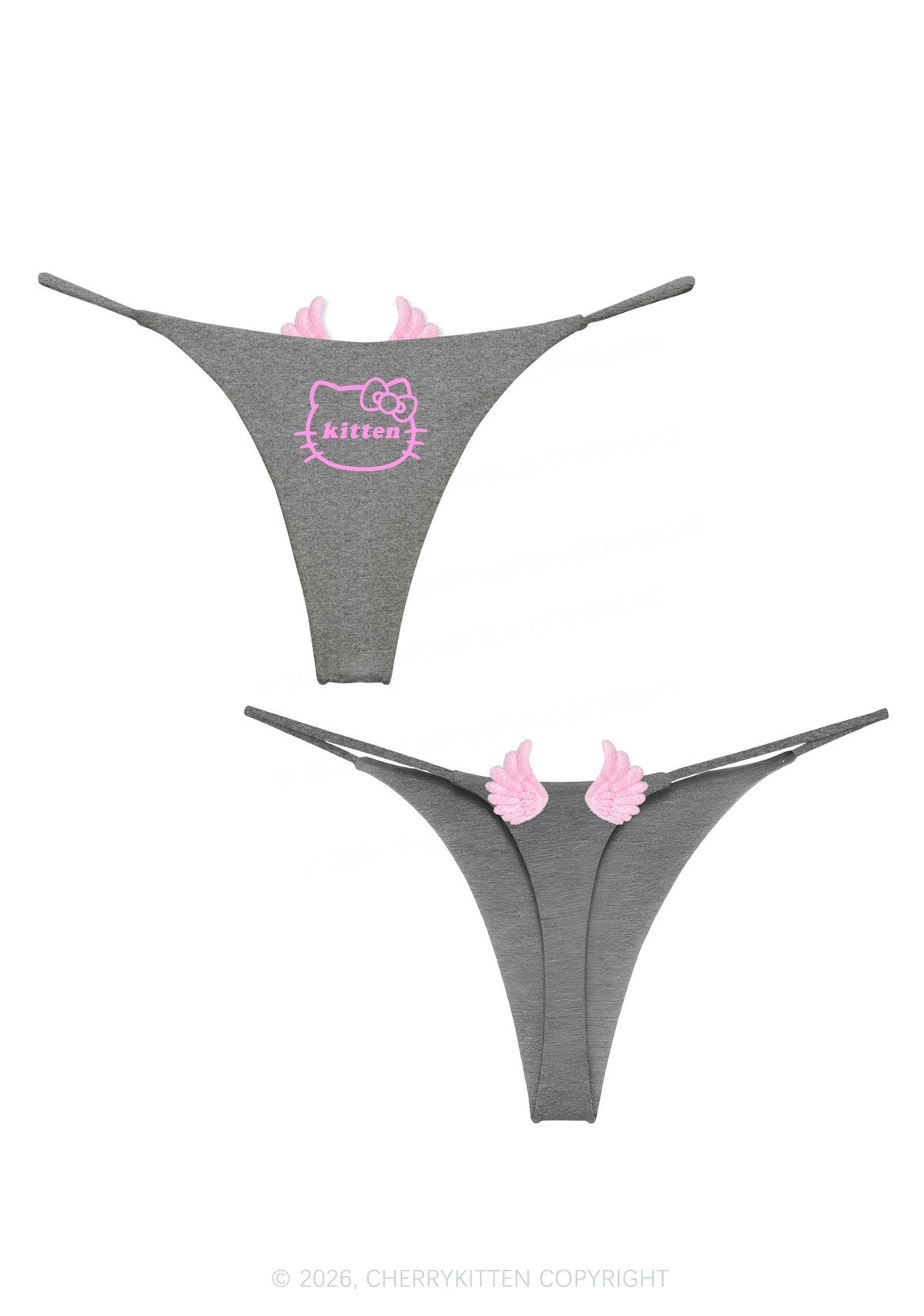 Cute Kitten Y2K Goth Angel Wings Bikini String Thong Cherrykitten