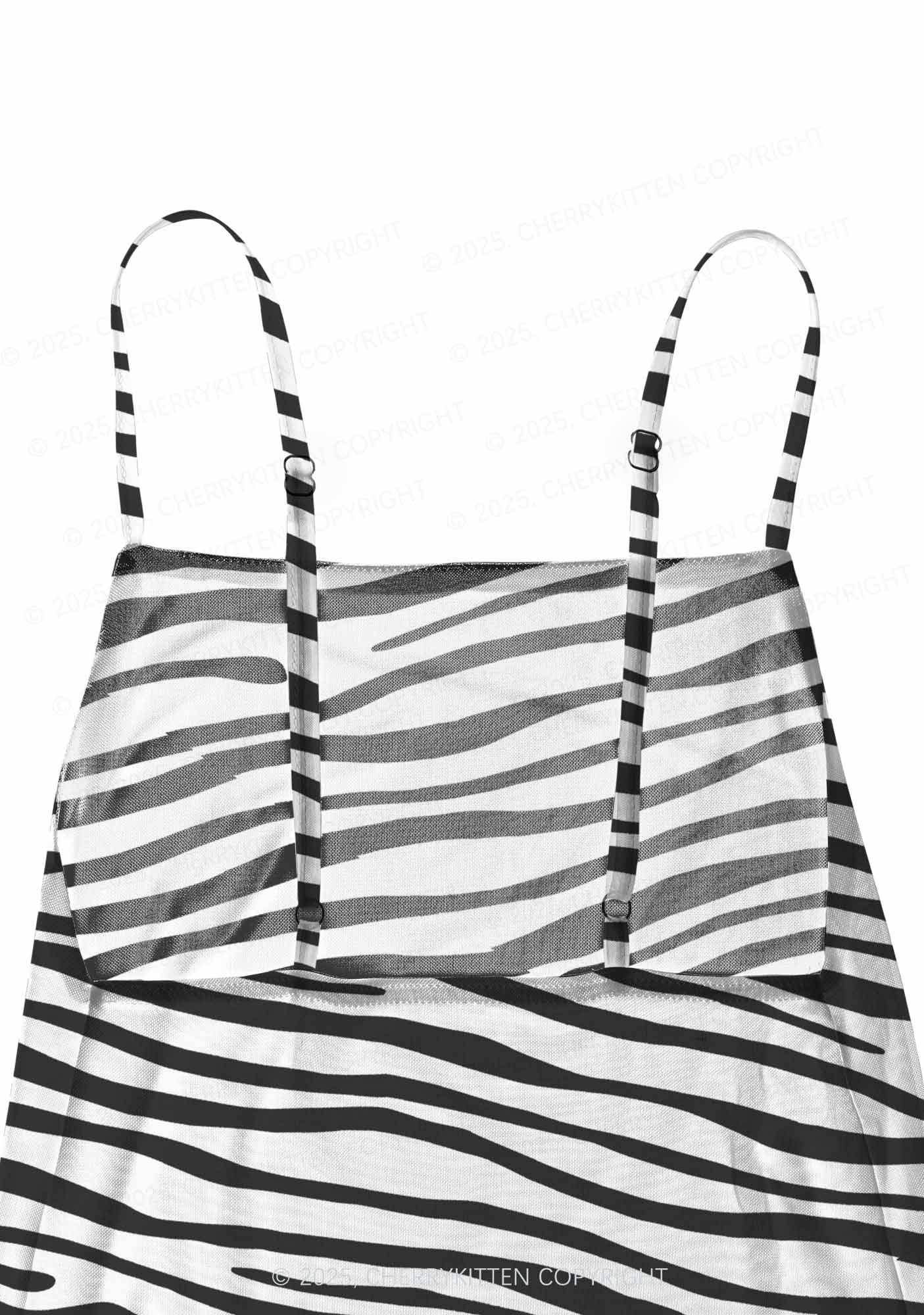Zebra Pattern Y2K Mesh Slip Dress Cherrykitten
