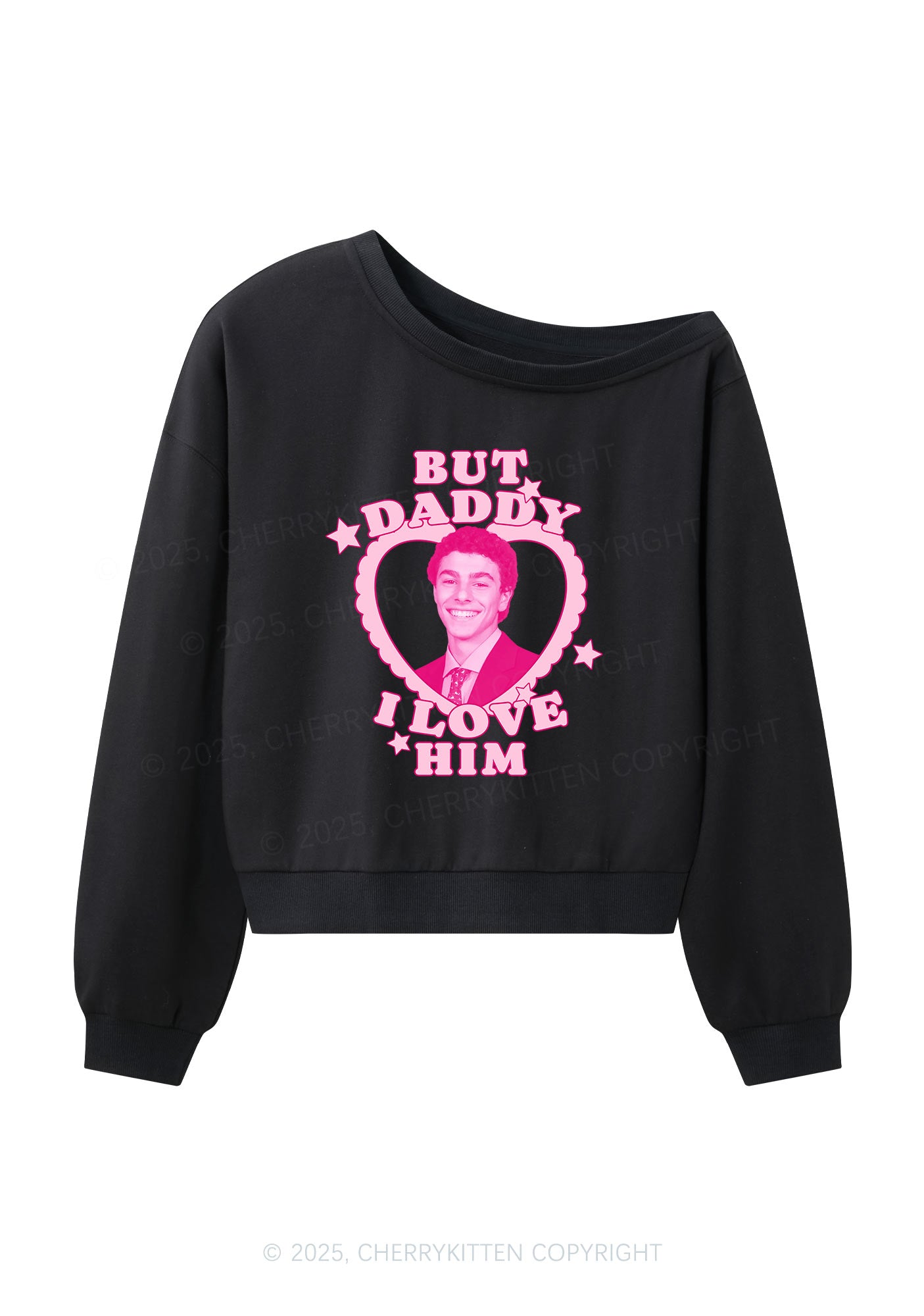 Daddy I Love Him Luigi Y2K Off Shoulder Sweatshirts Cherrykitten