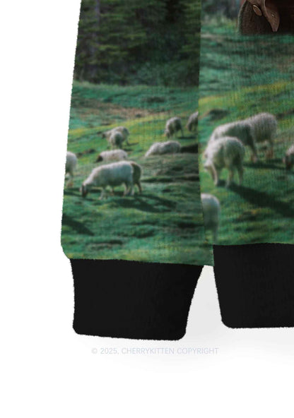 Custom Gay Cowboy Pride Y2K Christmas Knit Sweatshirt Cherrykitten