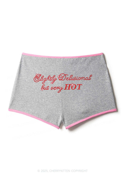 Rhinestone Slightly Delusional But Very Hot Y2K Booty Shorts Cherrykitten