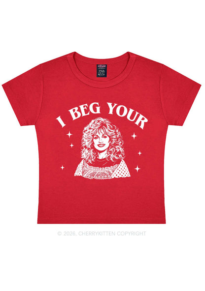 I Beg Your DP Y2K Baby Tee Cherrykitten