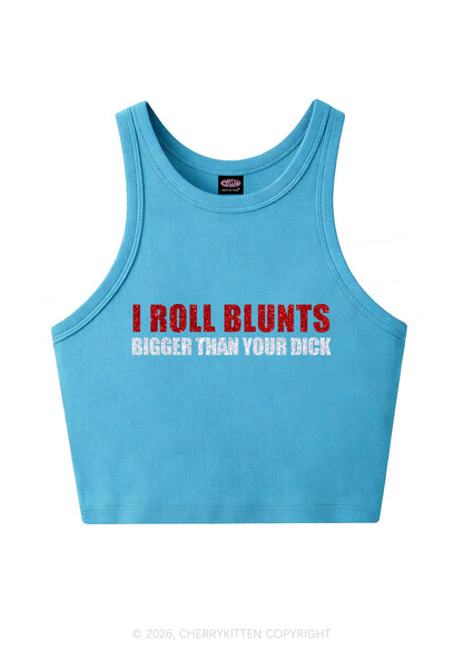 Glitter I Roll Blunts Y2K Crop Tank Top Cherrykitten
