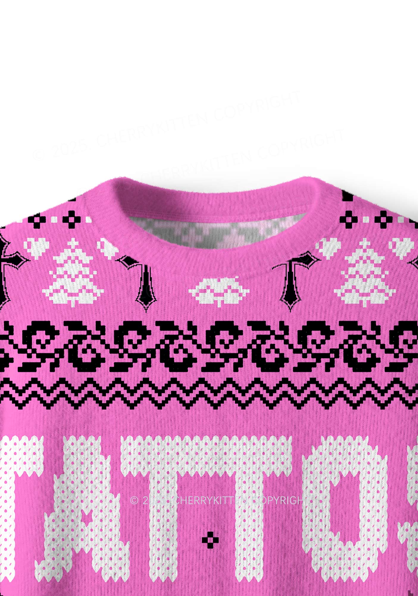 Tattoos Are Trashy Y2K Christmas Knit Sweatshirt Cherrykitten