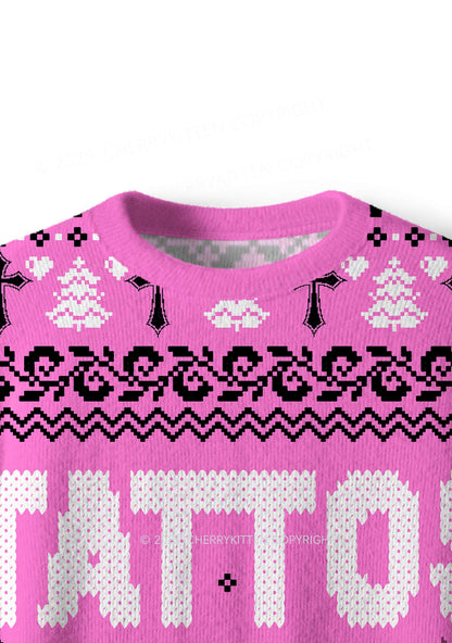 Tattoos Are Trashy Y2K Christmas Knit Sweatshirt Cherrykitten
