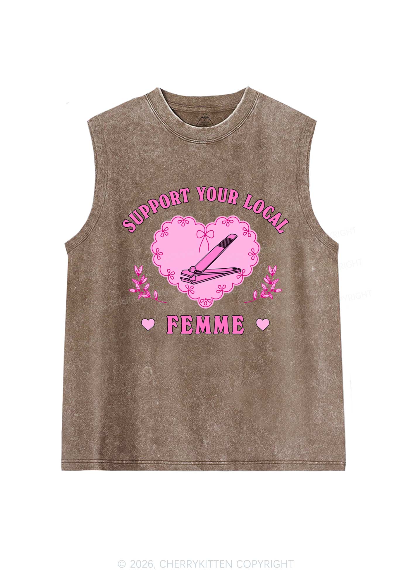 Support Your Local Femme Pride Y2K Washed Muscle Tank Cherrykitten