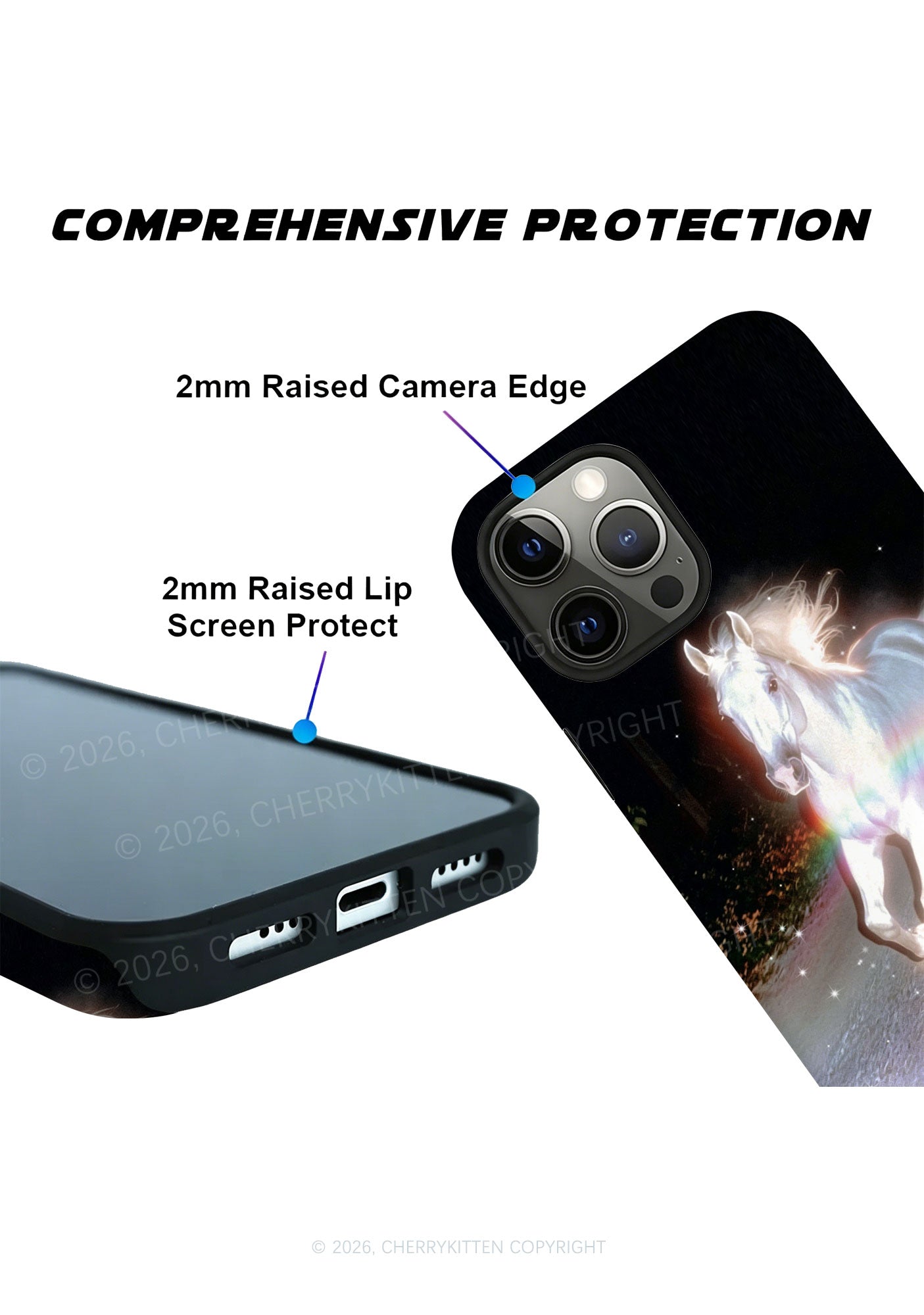 Rainbow Glowing Horse Y2K Phone Case Cherrykitten