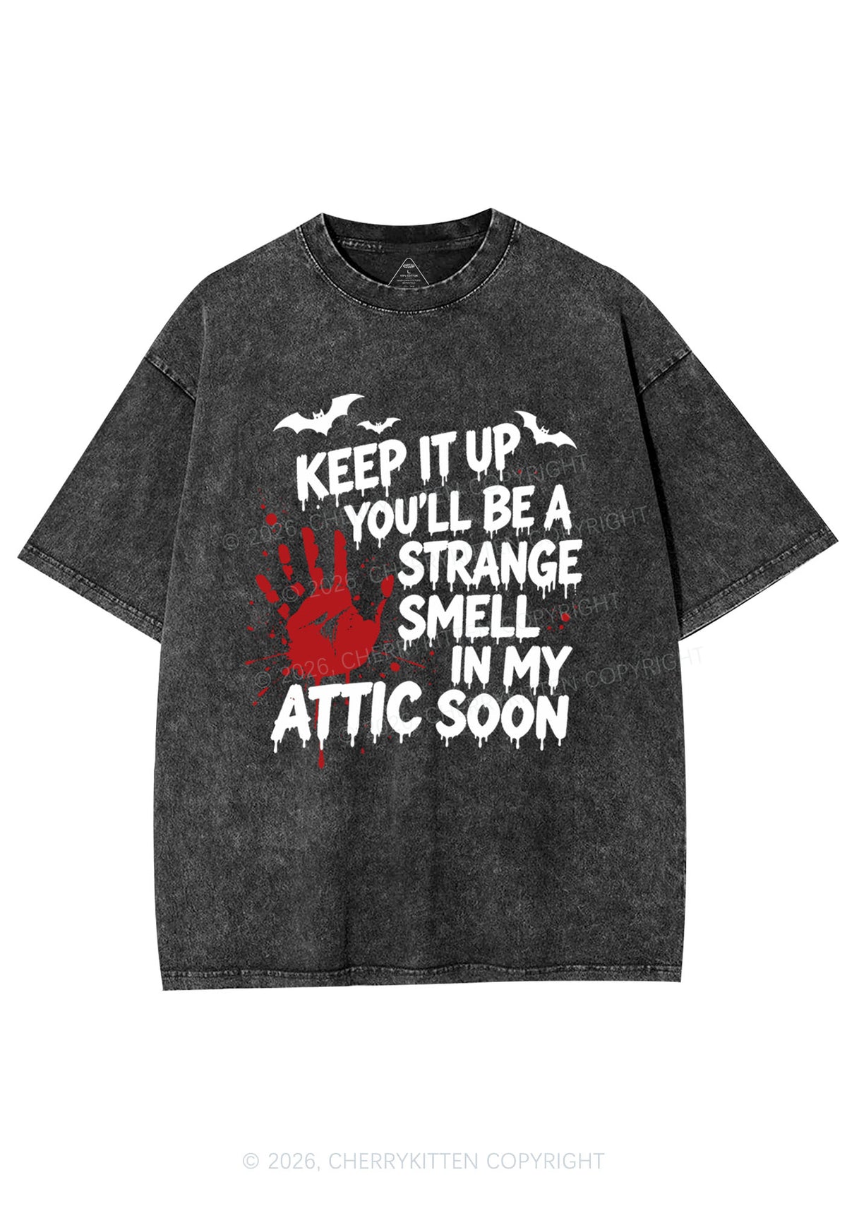 Halloween Strange Smell In My Attic Y2K Shirts Washed Tee Cherrykitten