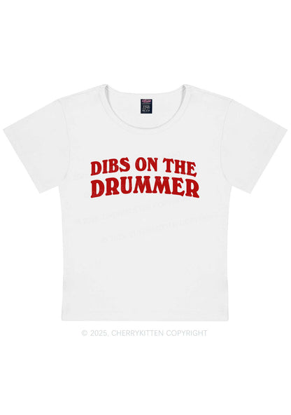 Dibs On The Drummer Y2K Baby Tee Cherrykitten