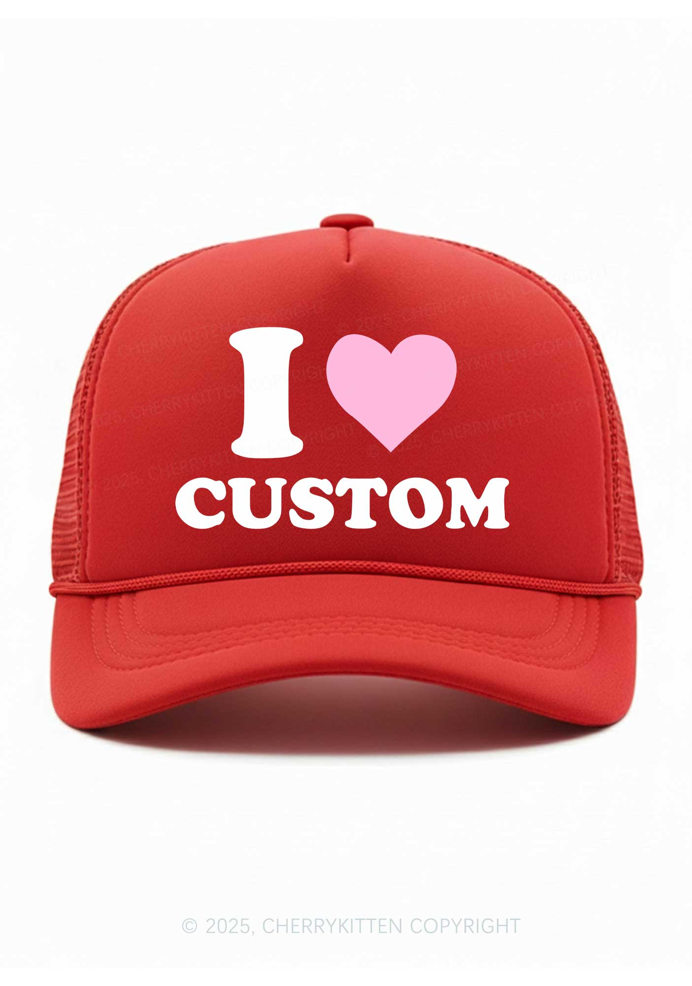 I Love Custom Valentine's Day Y2K Trucker Hat Cherrykitten