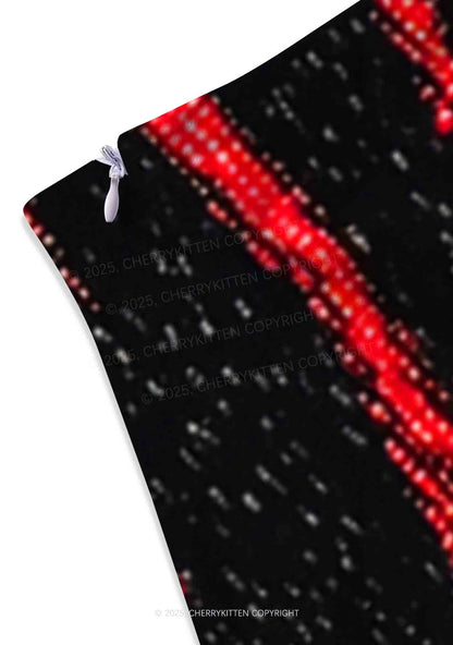 Glitter Flame Y2K Print Mini Skirt Cherrykitten