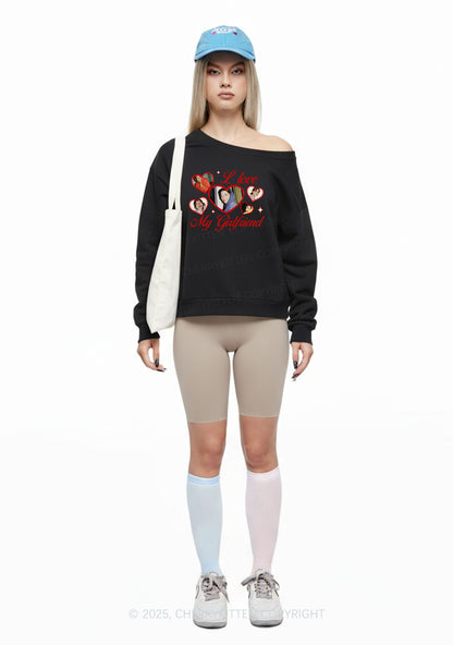 Custom Boyfriend Photos Y2K Off Shoulder Sweatshirts Cherrykitten
