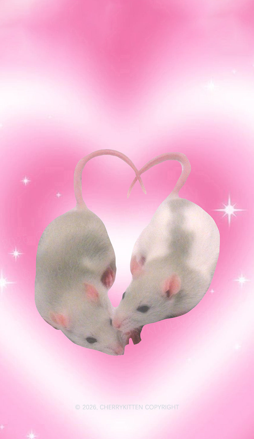 Pink Sweet Rats Valentine's Day Y2K Phone Case Cherrykitten