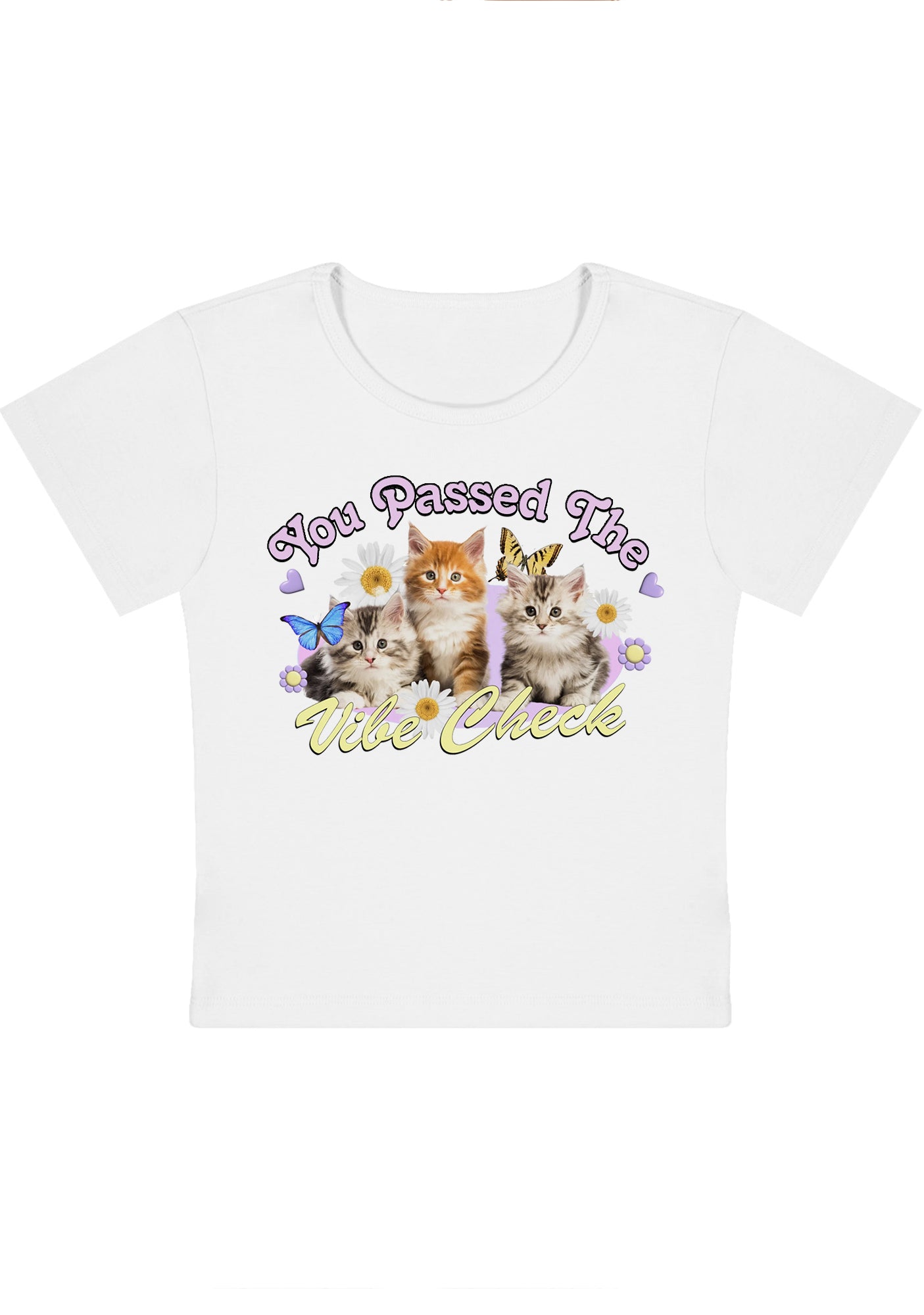 You Passed The Vibe Check Cat Y2K Baby Tee