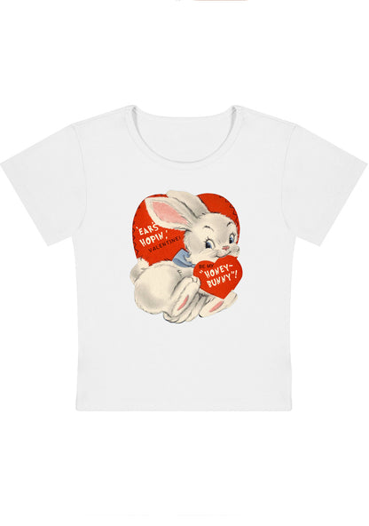Curvy Ears Hopin Valentine Be My Honey Bunny Baby Tee
