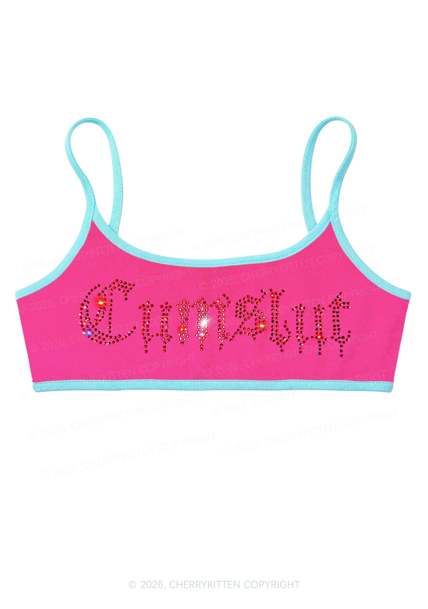 Rhinestone Cxmslxt Y2K Super Crop Cami Cherrykitten