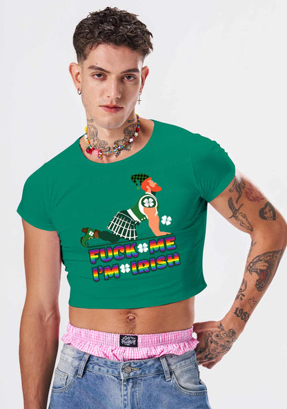 Fxxk Me Im Irish St Patricks Y2K Baby Tee Cherrykitten