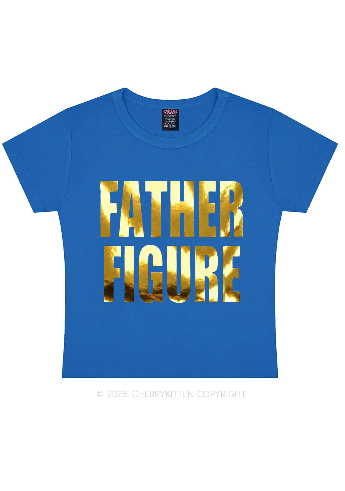 Father Figure Silver Foil Printed Y2K Baby Tee Cherrykitten