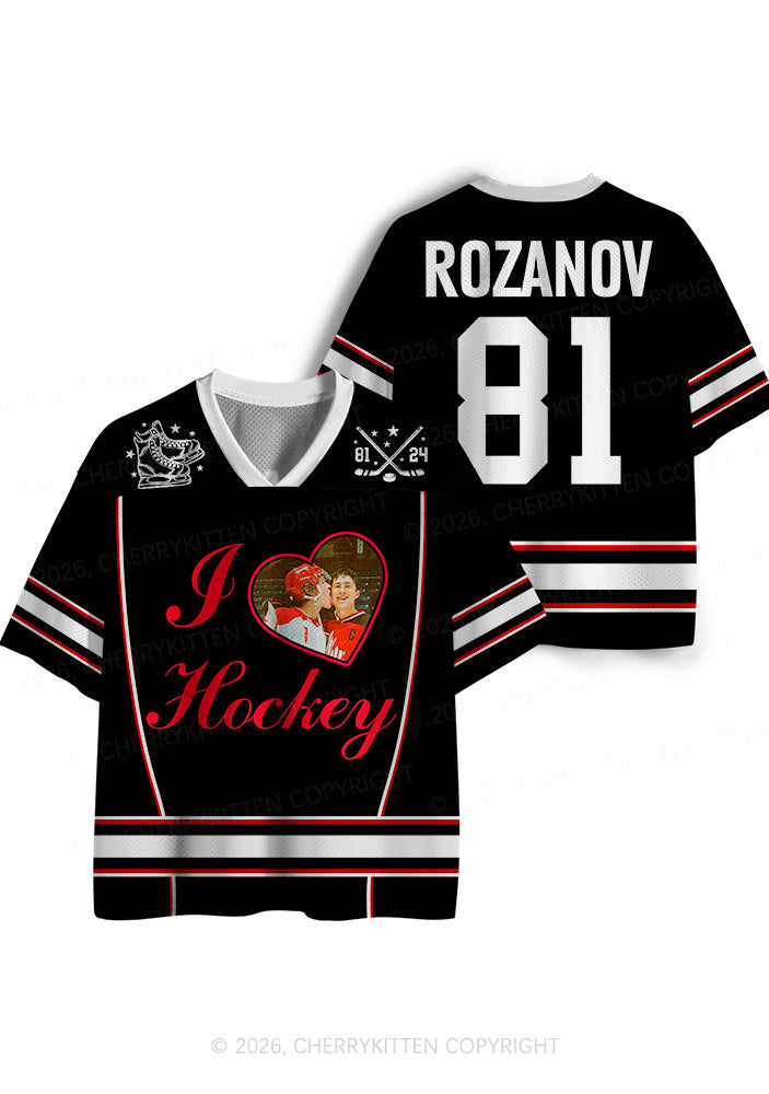 Black I Love Hockey HR Y2K Sport Jersey Shirts Cherrykitten