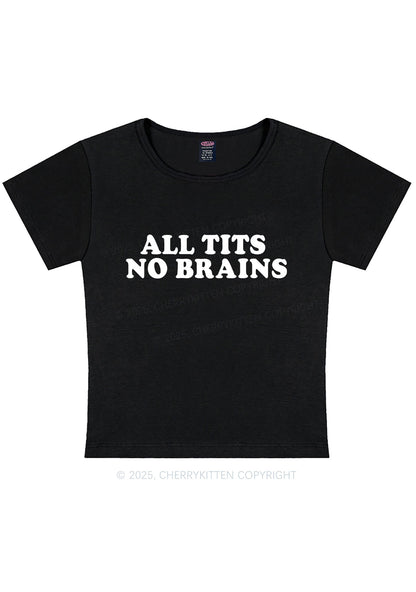 Curvy All Txts No Brains Y2K Baby Tee Cherrykitten