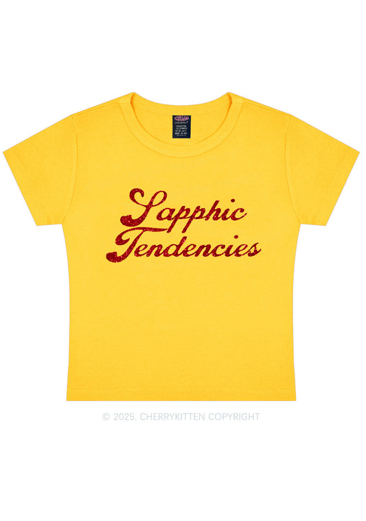 Glitter Sapphic Tendencies Pride Y2K Baby Tee Cherrykitten