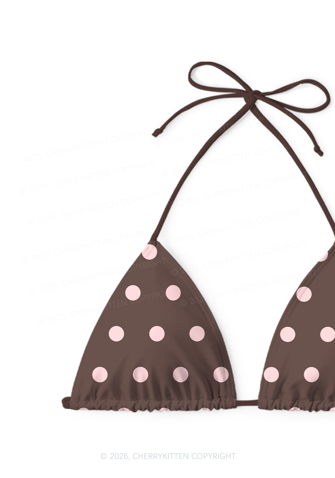 Pink Dots On Brown Y2K Print Bikini Set Cherrykitten