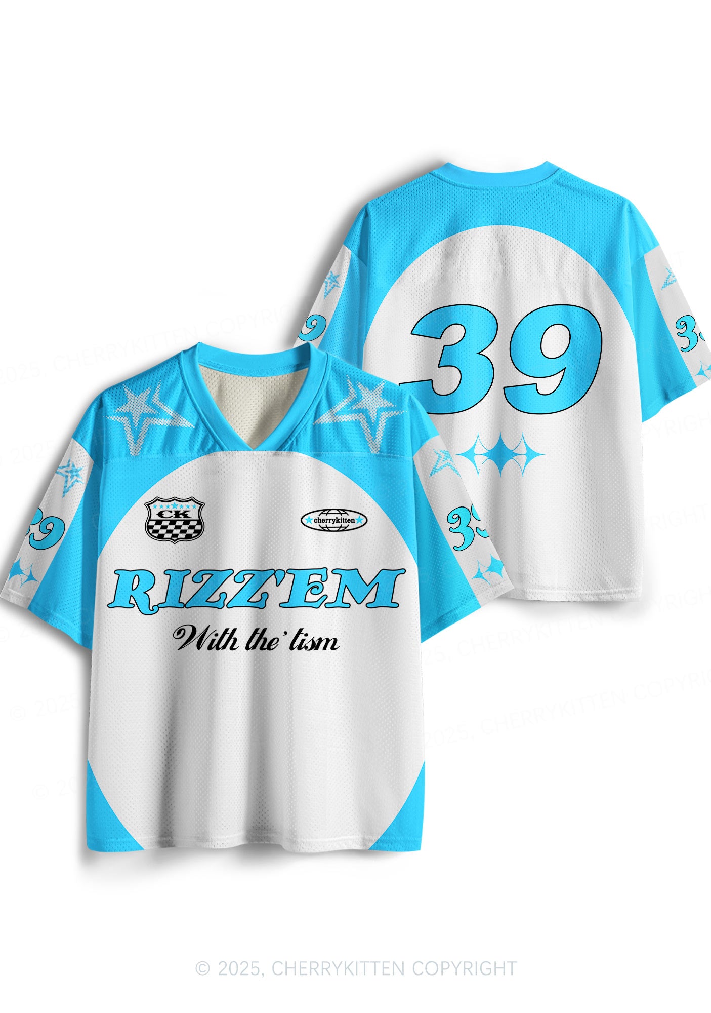 Custom Blue Rizz Em Tism Y2K Sport Jersey Shirts Cherrykitten