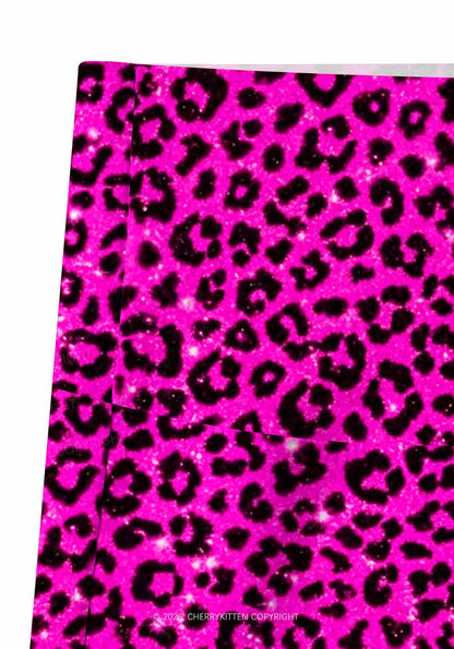 Hot Pink Leopard Y2K Print Gym Shorts Cherrykitten