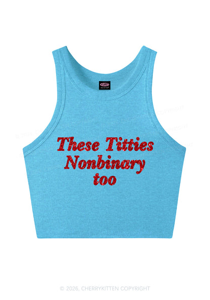 Glitter Txtties Nonbinary Too Pride Y2K Crop Tank Top Cherrykitten
