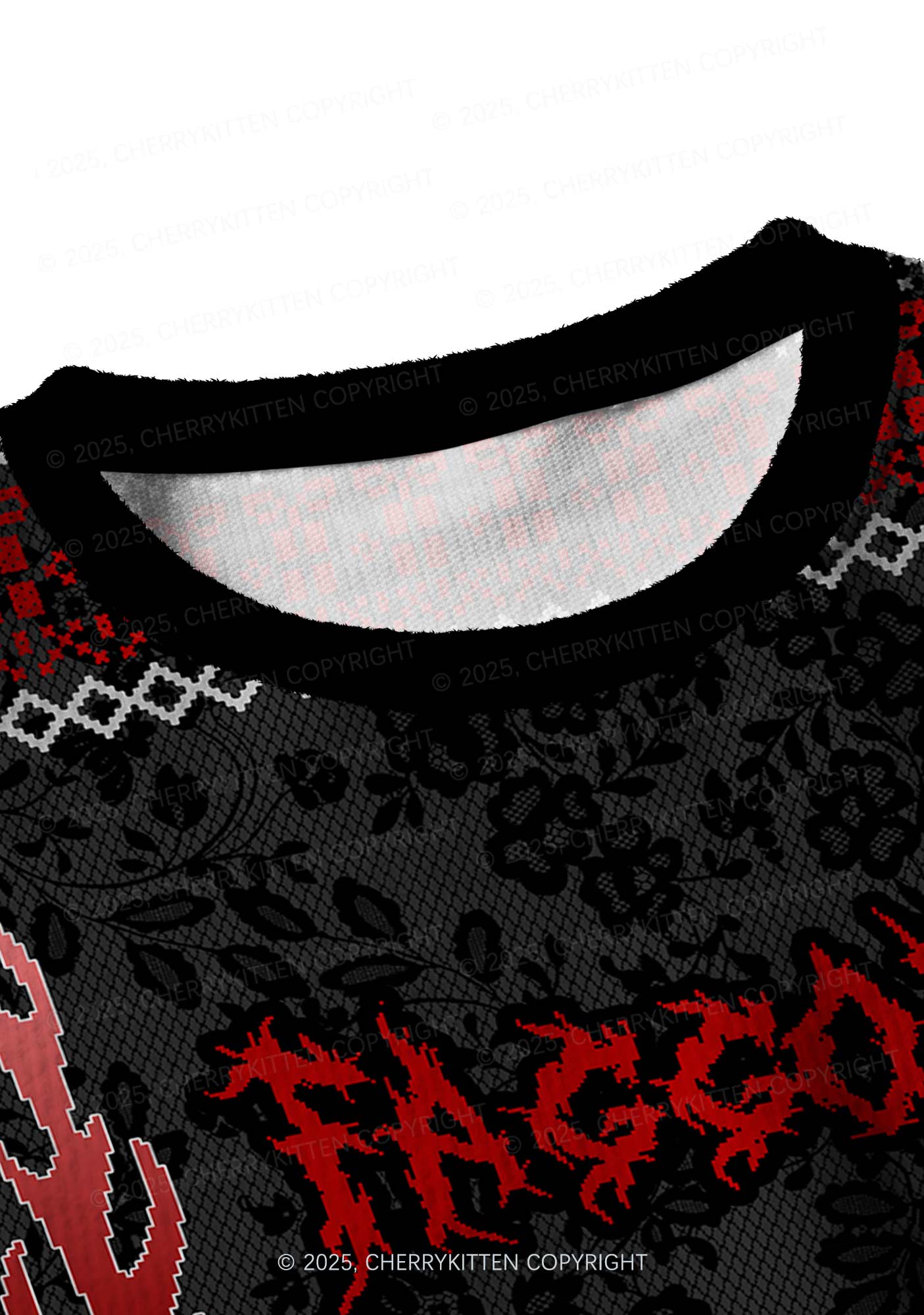 Red Punk Faggot Pride Y2K Christmas Crop Knit Sweatshirt Cherrykitten