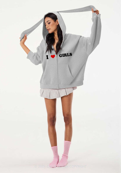 I Love Girls Y2K Bunny Ear Zip Hoodie Cherrykitten