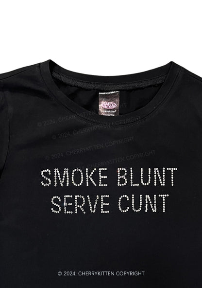 Rhinestone Smoke Blunt Y2K Baby Tee Cherrykitten