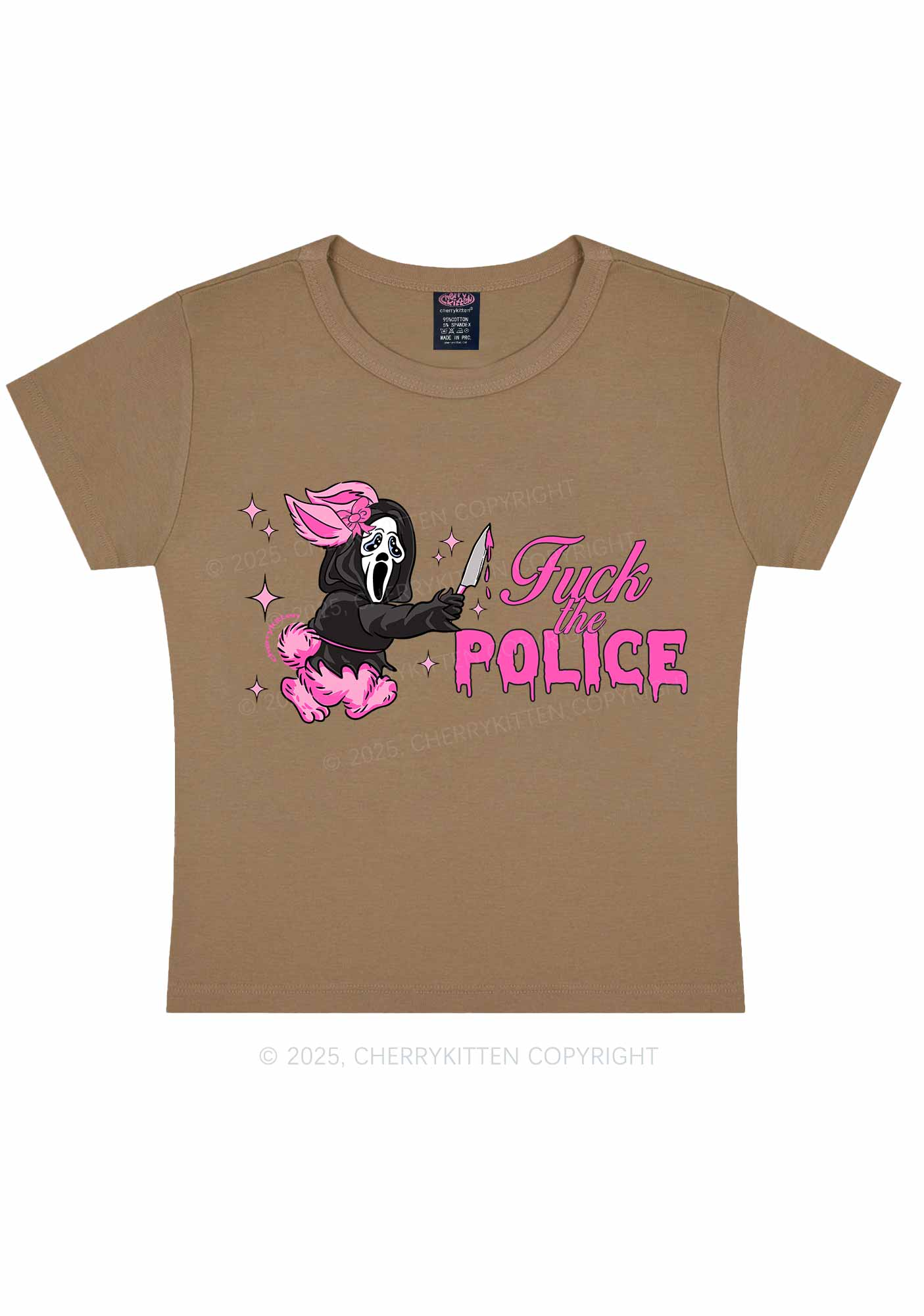 Halloween Fxxk The Police Y2K Baby Tee Cherrykitten