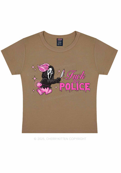 Halloween Fxxk The Police Y2K Baby Tee Cherrykitten
