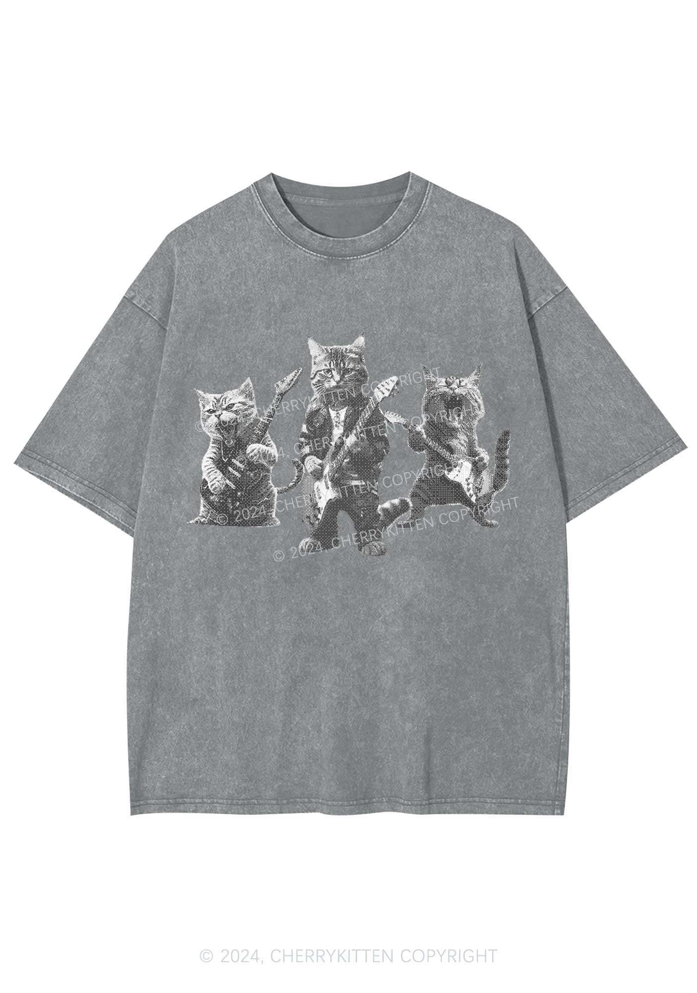 Guitar Cats Y2K Washed Tee Cherrykitten