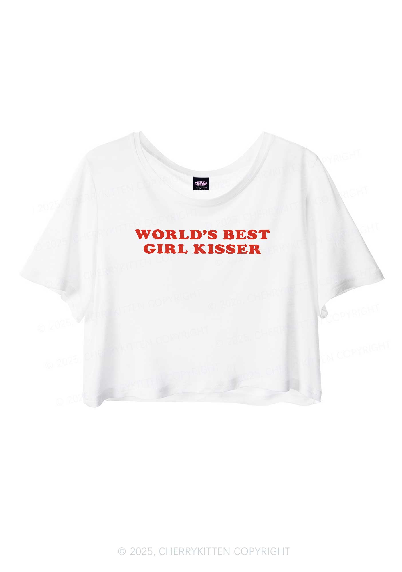 Best Girl Kisser Pride Y2K Sheer Crop Tee Cherrykitten