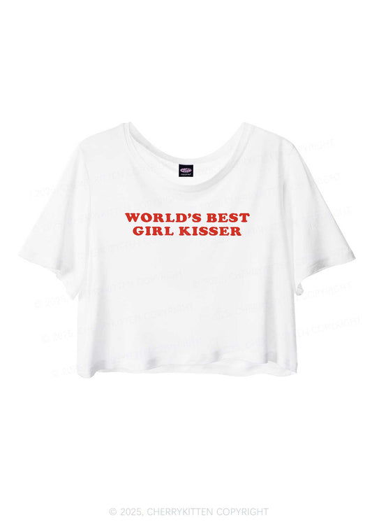 Best Girl Kisser Pride Y2K Sheer Crop Tee Cherrykitten