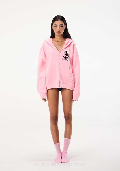I Rode Faces Y2K Bunny Ear Zip Hoodie Cherrykitten
