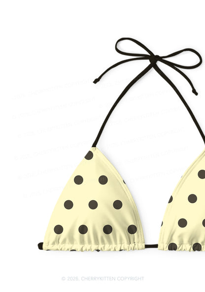 Yellow And Black Dots Y2K Print Bikini Set Cherrykitten