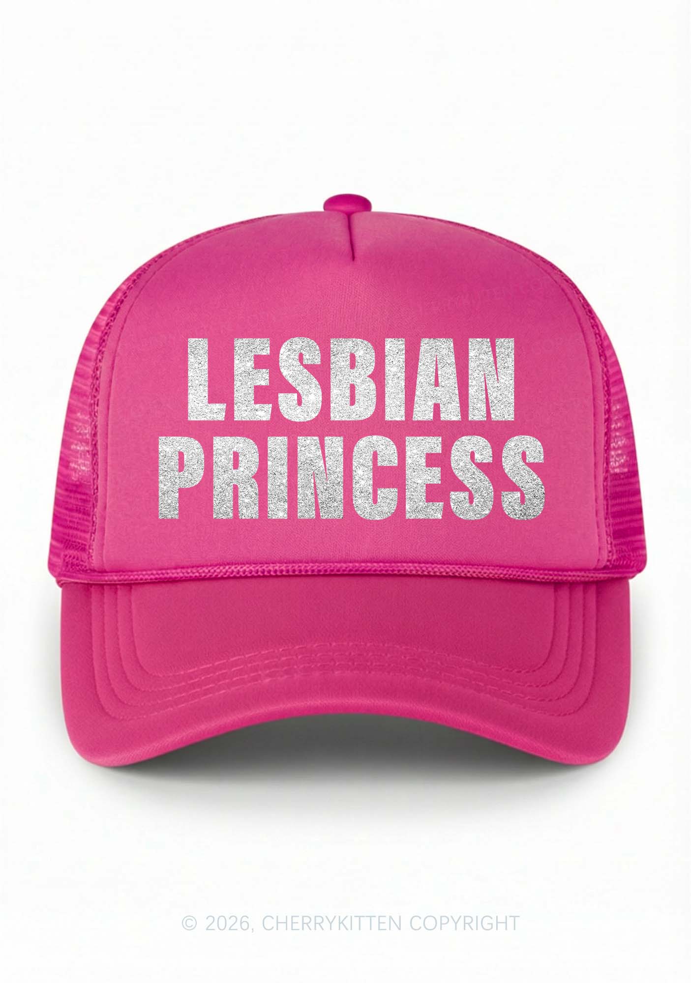 Glitter Lesbian Princess Pride Y2K Trucker Hat Cherrykitten