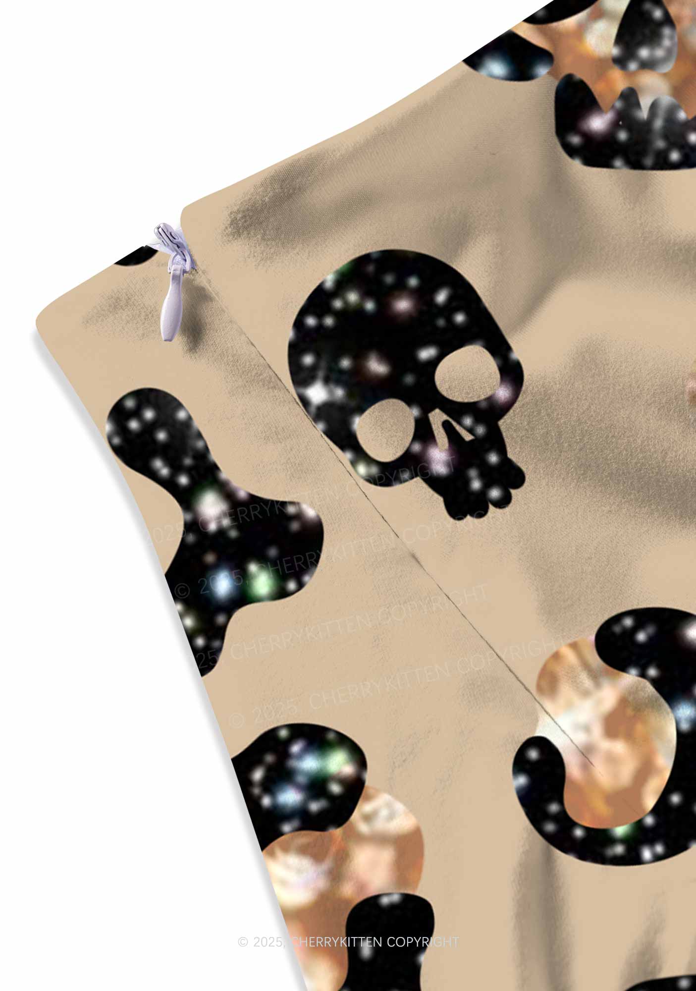 Halloween Leopard Sparkly Skull Y2K Print Mini Skirt Cherrykitten