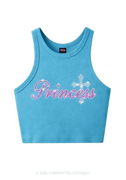 Rhinestone Princess Cross Y2K Crop Tank Top Cherrykitten